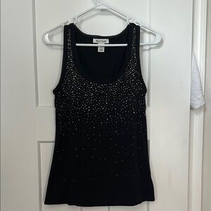 White House Black Market Black Sequin Sleeveless Tank Top